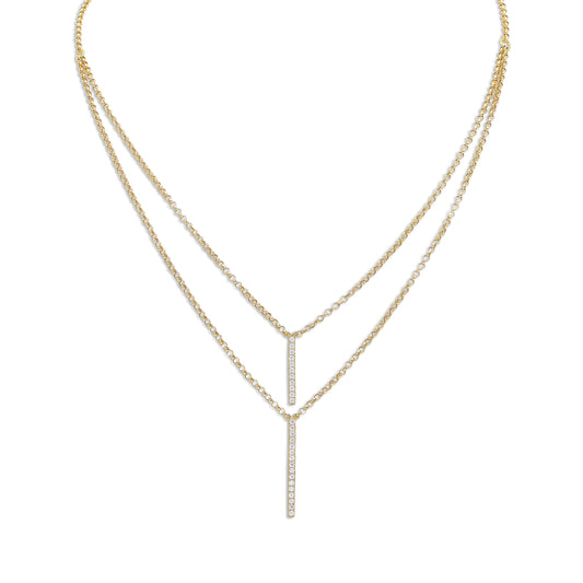 18k Gold Double-Bar Layered Necklace | Minimal Layered Chain | Jamal Al Muhra