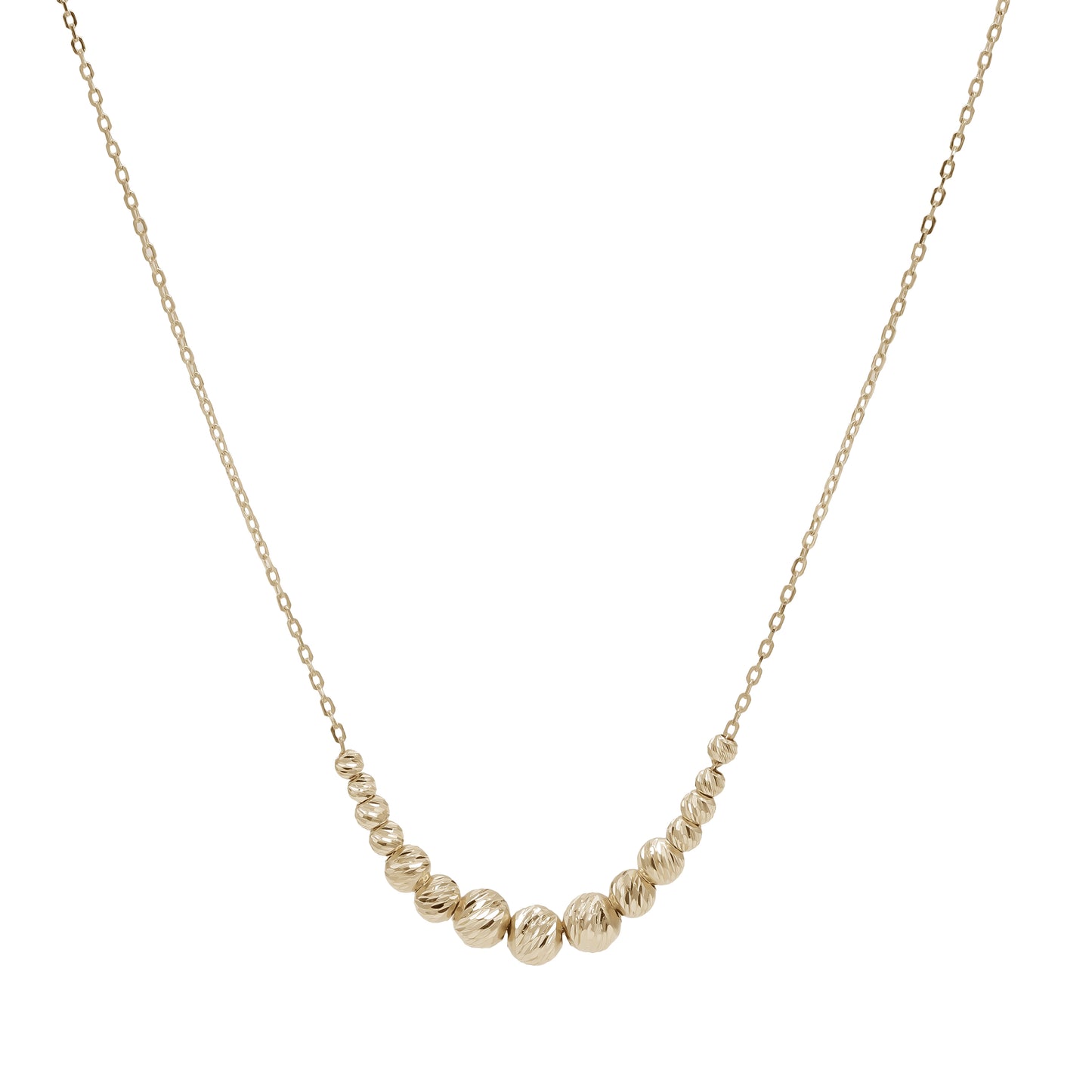 18k Gold Textured Ball Bead Necklace | Sparkle-Cut Finish | Jamal Al Muhra