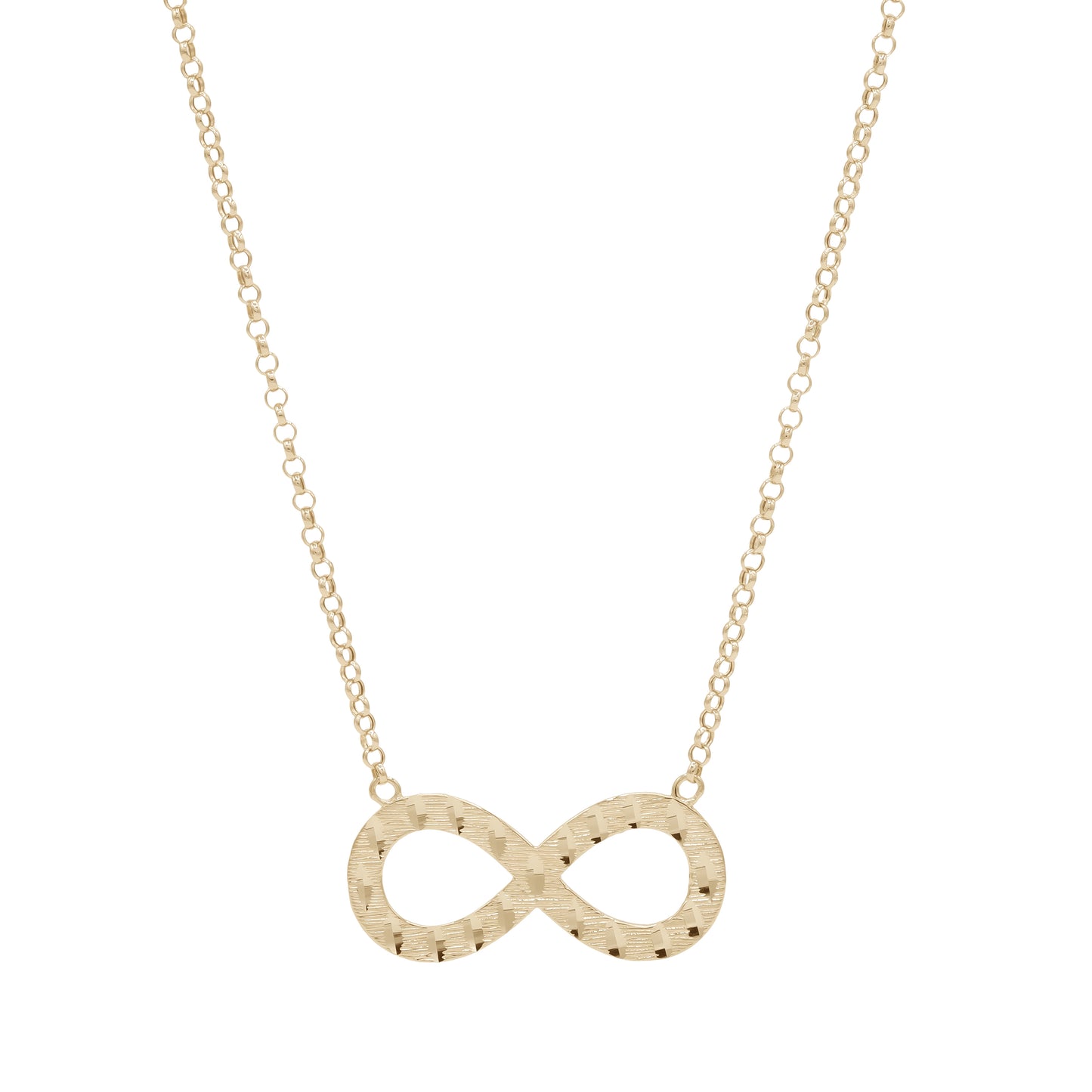 18k Gold Infinity Pendant Necklace | Textured Cut Finish | Jamal Al Muhra