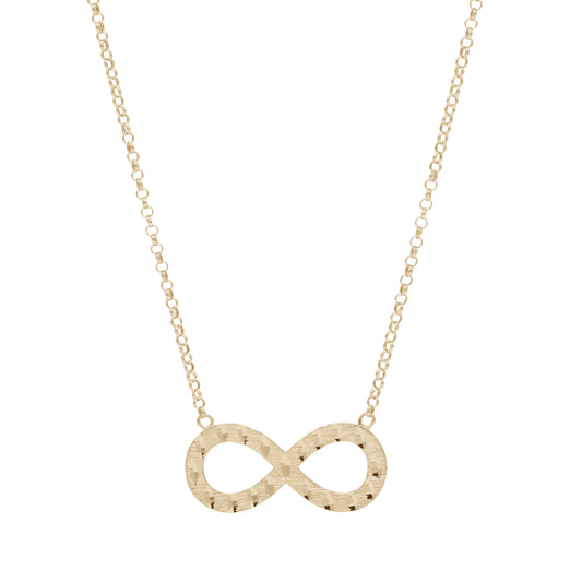 18k Gold Infinity Pendant Necklace | Textured Cut Finish | Jamal Al Muhra