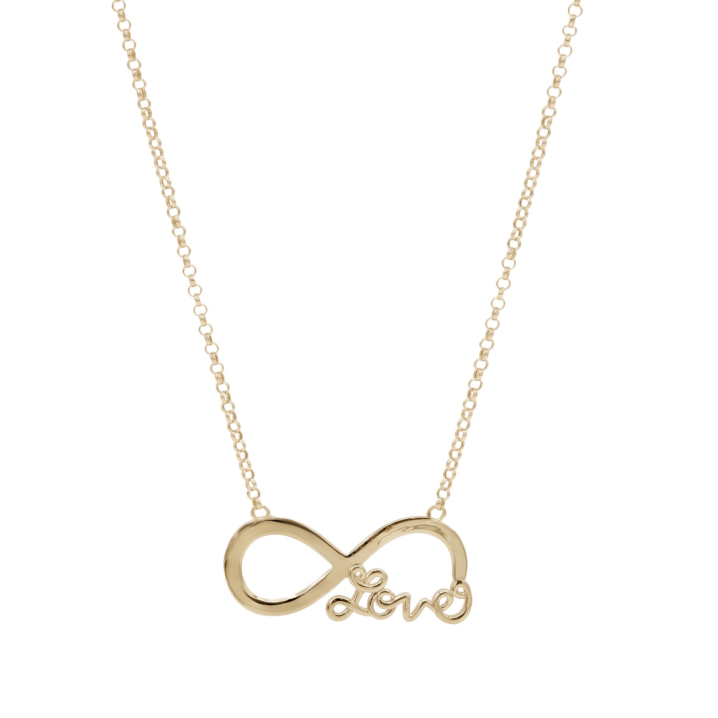 18k Gold Infinity Love Pendant Necklace | Elegant Script Design | Jamal Al Muhra