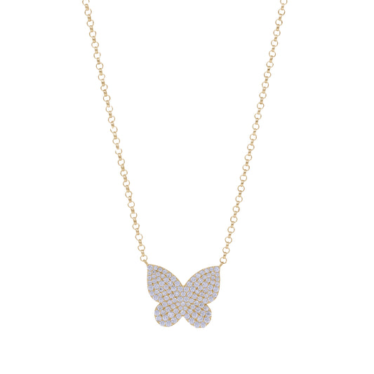 18k Gold Pavé Butterfly Necklace | Elegant Sparkling Design | Jamal Al Muhra