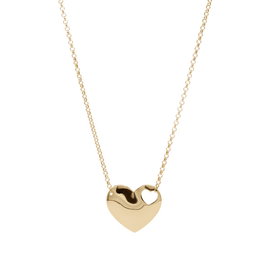 18K Gold Heart Wave Pendant Necklace | 18-Inch Minimal Modern Design | Jamal Al Muhra