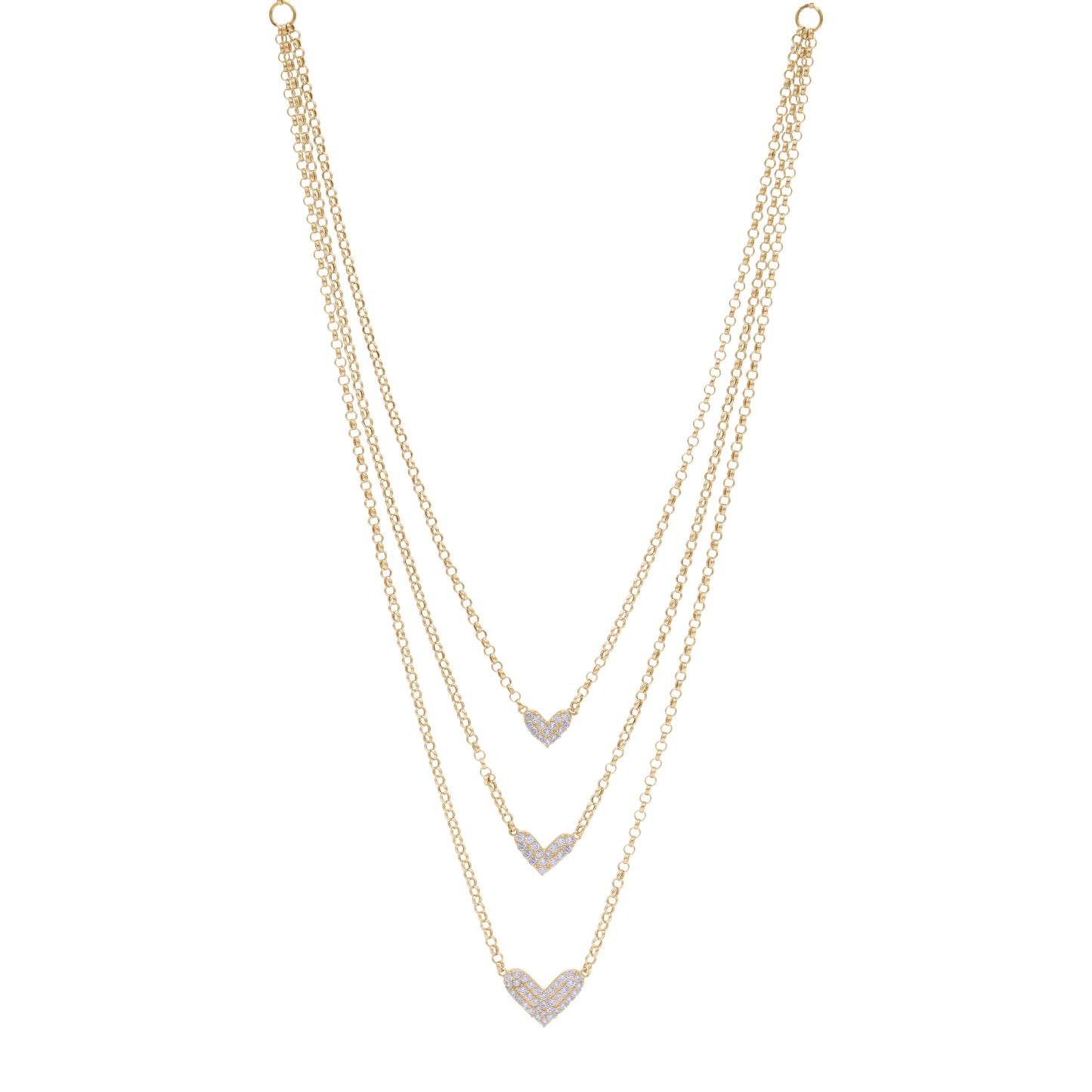 18k Gold Triple Heart Layered Necklace | Layered Romantic Design | Jamal Al Muhra