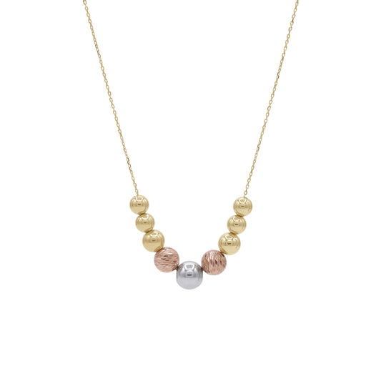 18k Gold Mixed Beads Necklace | Tri-Color Minimal Luxury | Jamal Al Muhra