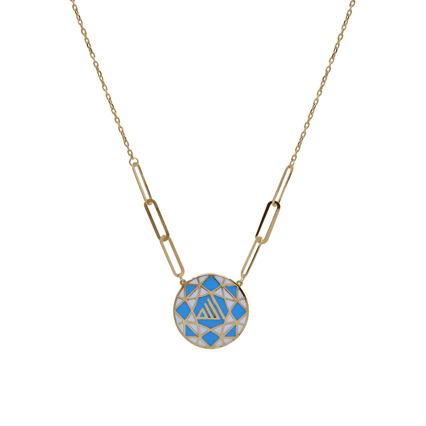 18k Gold Blue Mosaic Pendant Necklace | Artistic Modern Jewelry | Jamal Al Muhra