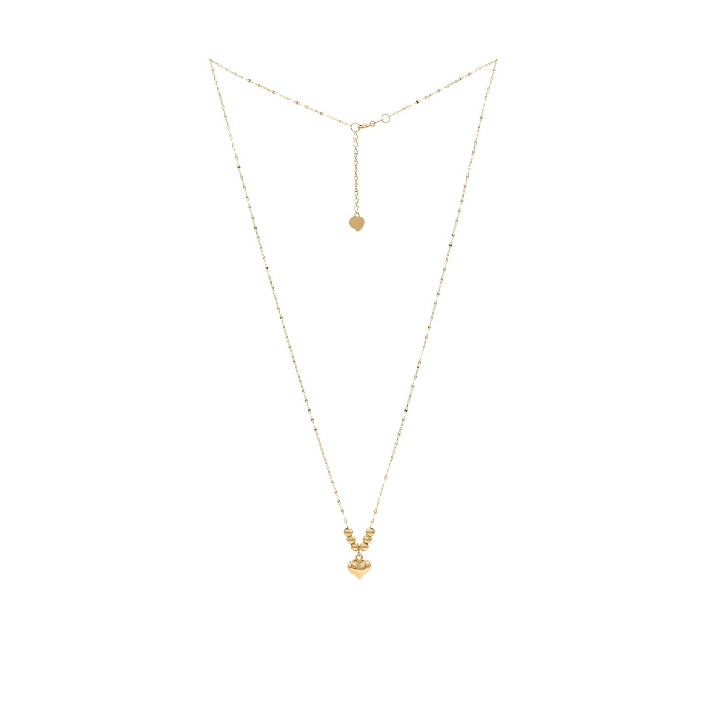 Gold Chain Jewelry Set with Heart Detail – Necklace, Bracelet & Earrings