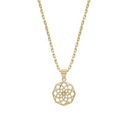 Geometric Flower Pendant | 18k Yellow Gold