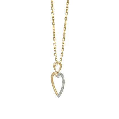 18k Yellow & White Gold Open Heart Pendant Necklace | Jamal Al Muhra