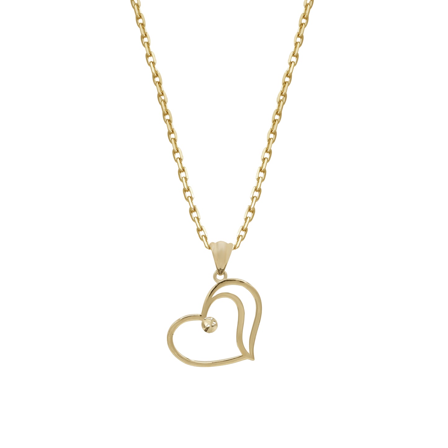 18k Yellow Gold Double Heart Pendant Necklace | Jamal Al Muhra