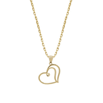 18k Yellow Gold Double Heart Pendant Necklace | Jamal Al Muhra