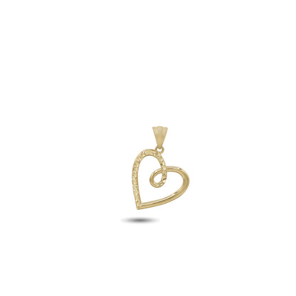 18k Yellow Gold Textured Heart Pendant | Jamal Al Muhra