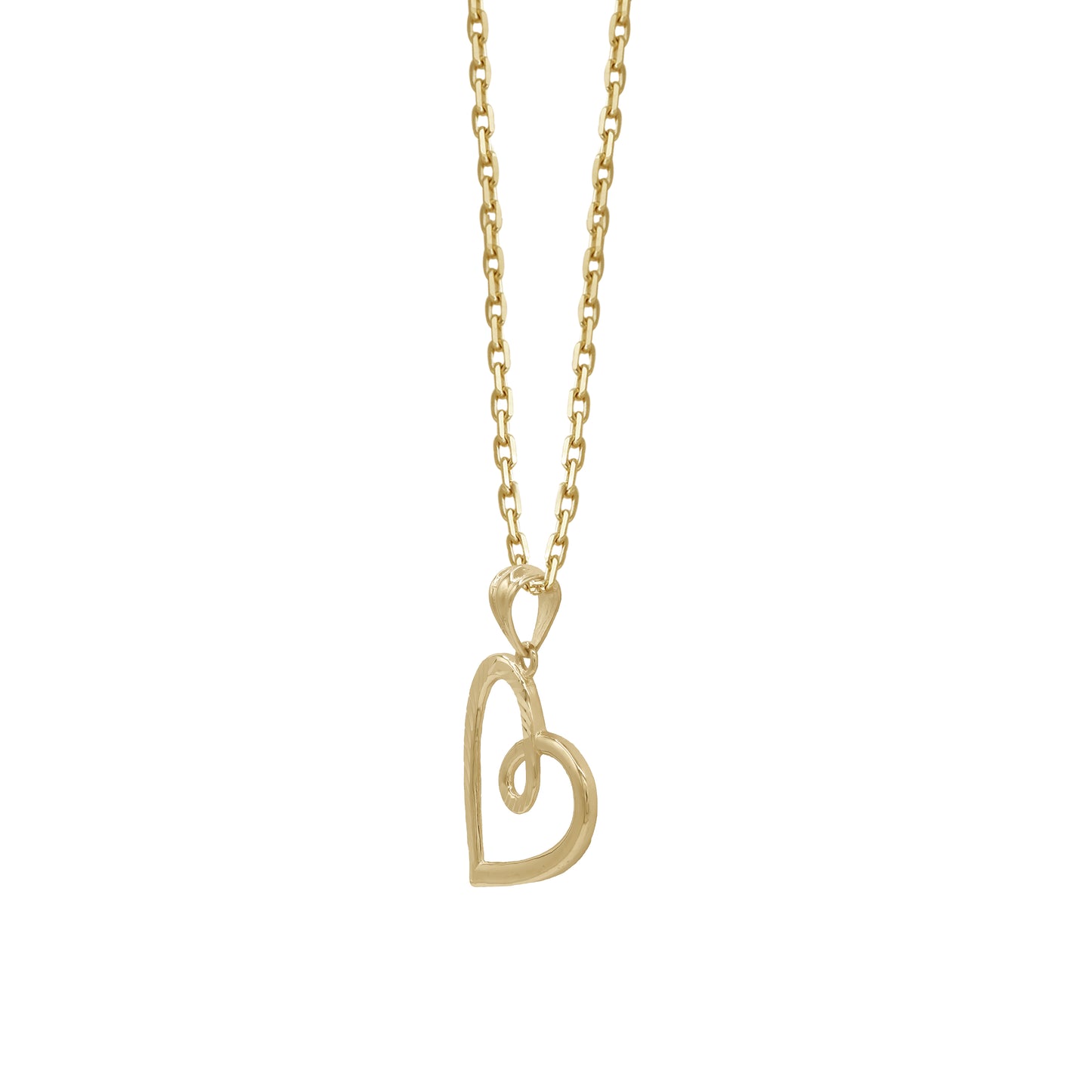 18k Yellow Gold Textured Heart Pendant Necklace | Jamal Al Muhra