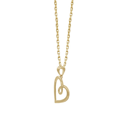 18k Yellow Gold Textured Heart Pendant Necklace | Jamal Al Muhra