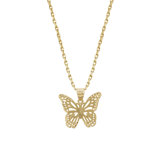18k Yellow Gold Butterfly Pendant Necklace | Jamal Al Muhra