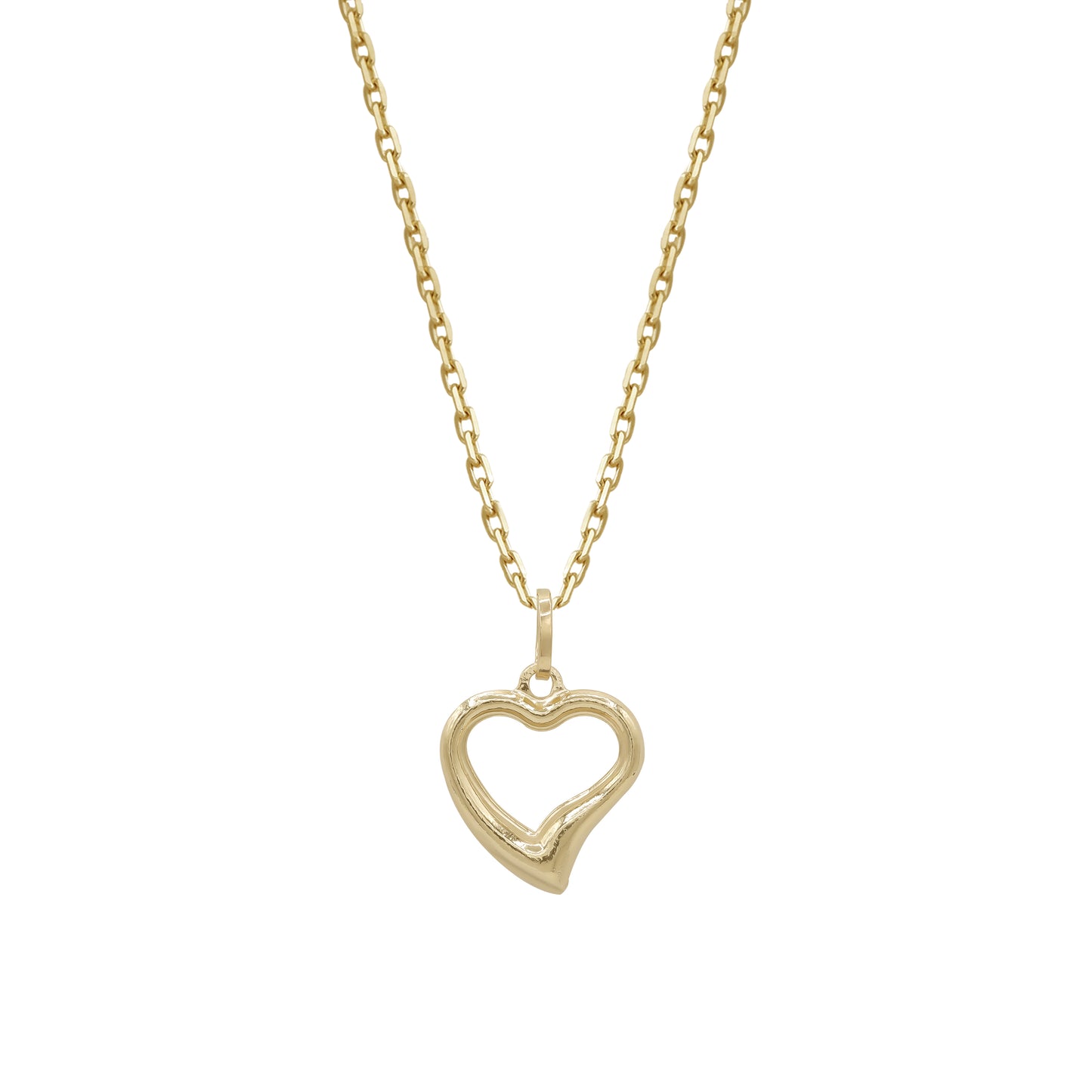 18k Yellow Gold Open Heart Pendant Necklace | Jamal Al Muhra