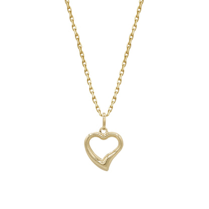 18k Yellow Gold Open Heart Pendant Necklace | Jamal Al Muhra