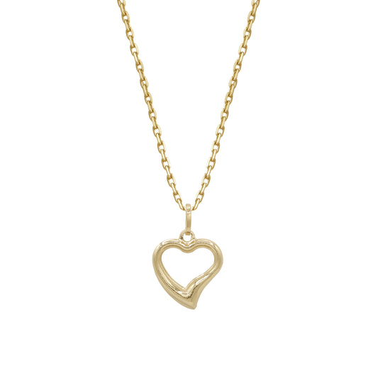18k Yellow Gold Open Heart Pendant Necklace | Jamal Al Muhra