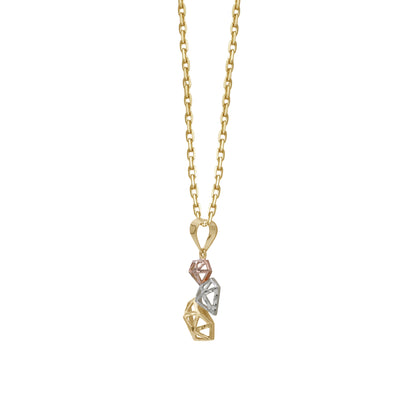 18k Tri-Color Gold Diamond Shape Pendant Necklace | Jamal Al Muhra