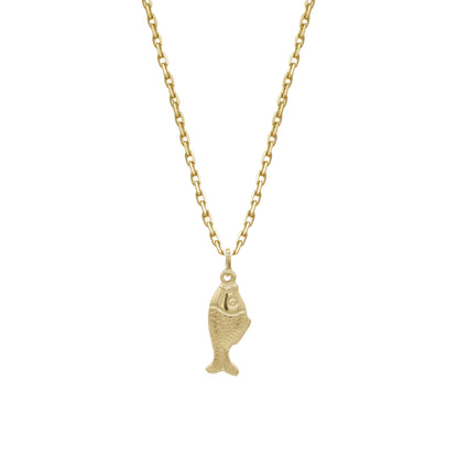 18k Yellow Gold Fish Pendant Necklace | Jamal Al Muhra