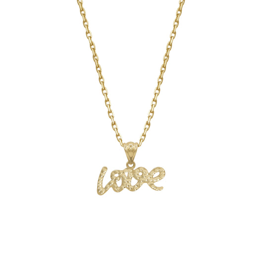 18k Yellow Gold “Love” Pendant Necklace | Jamal Al Muhra