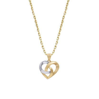 18k Yellow & White Gold Interlocking Heart Pendant Necklace | Jamal Al Muhra