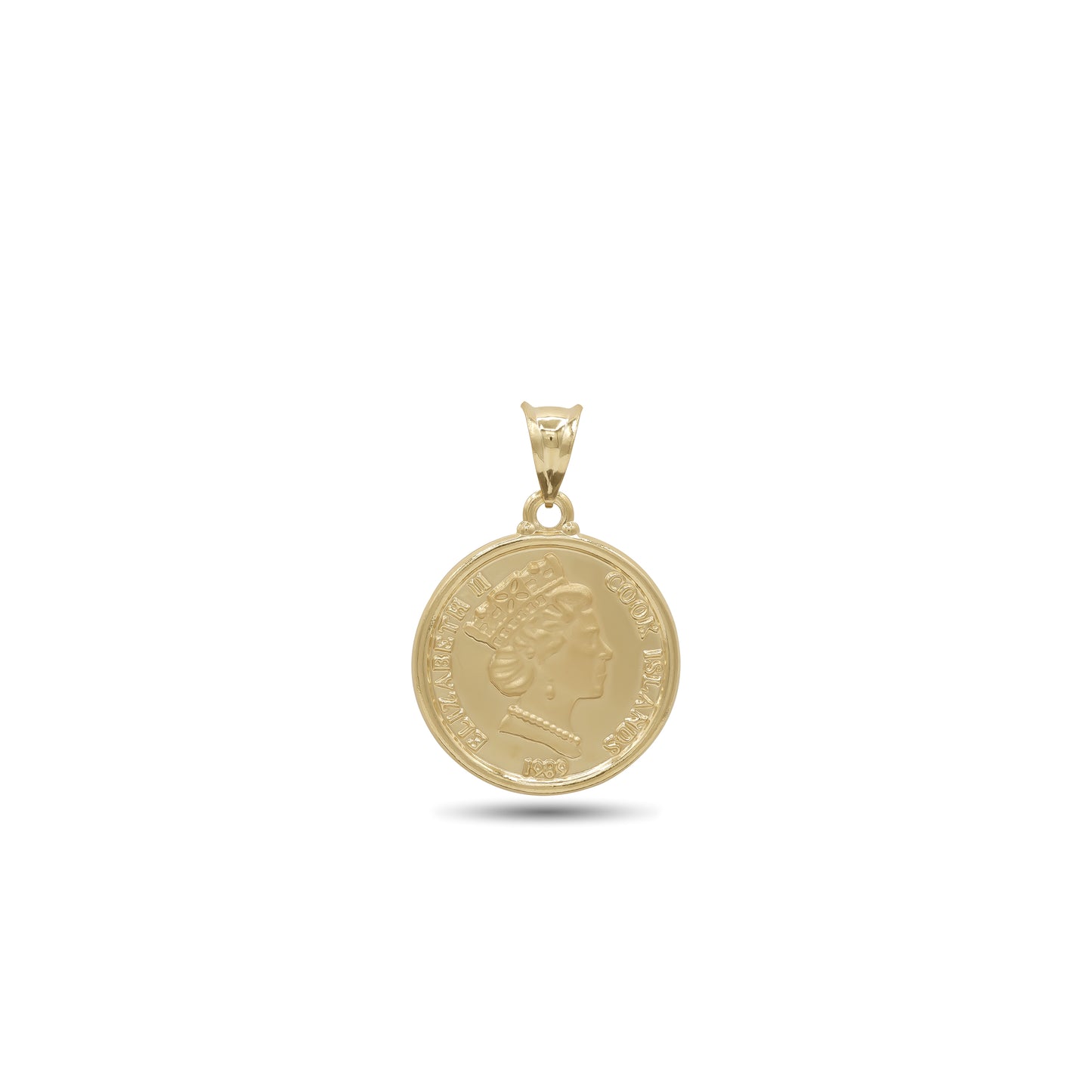 18k Yellow Gold Queen Elizabeth Coin Pendant | Jamal Al Muhra