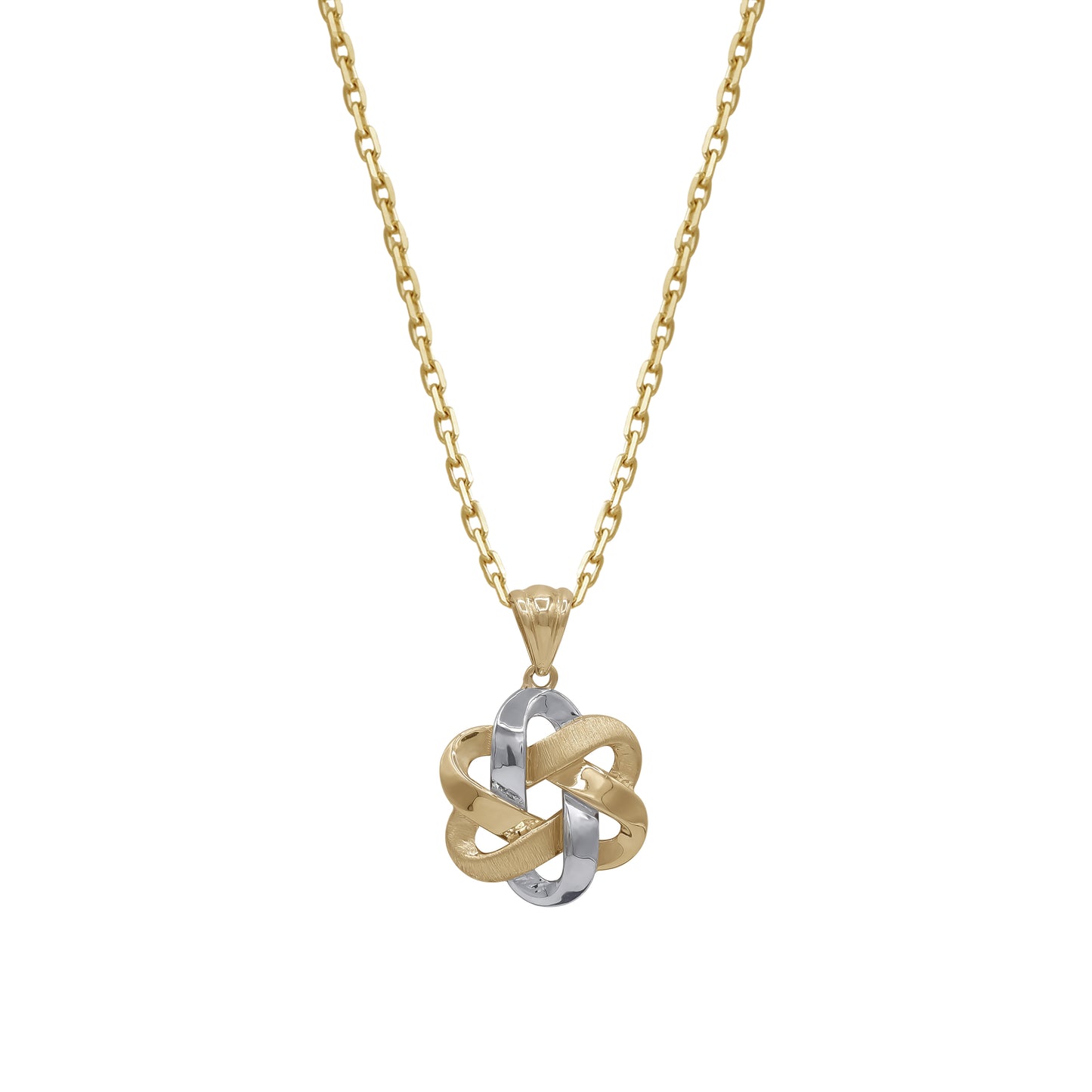 18k Two-Tone Gold Knot Pendant Necklace | Lucky Knot Design