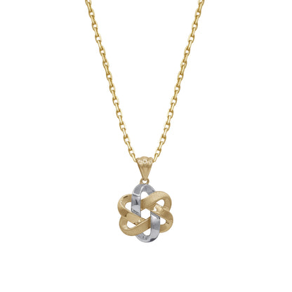 18k Two-Tone Gold Knot Pendant Necklace | Lucky Knot Design