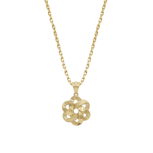 18k Yellow Gold Knot Pendant Necklace | Lucky Interlocking Design