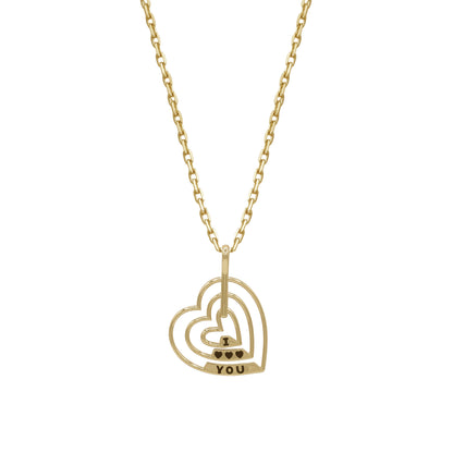 18k Gold “I Love You” Double Heart Pendant Necklace | Romantic Gift | Jamal Al Muhra
