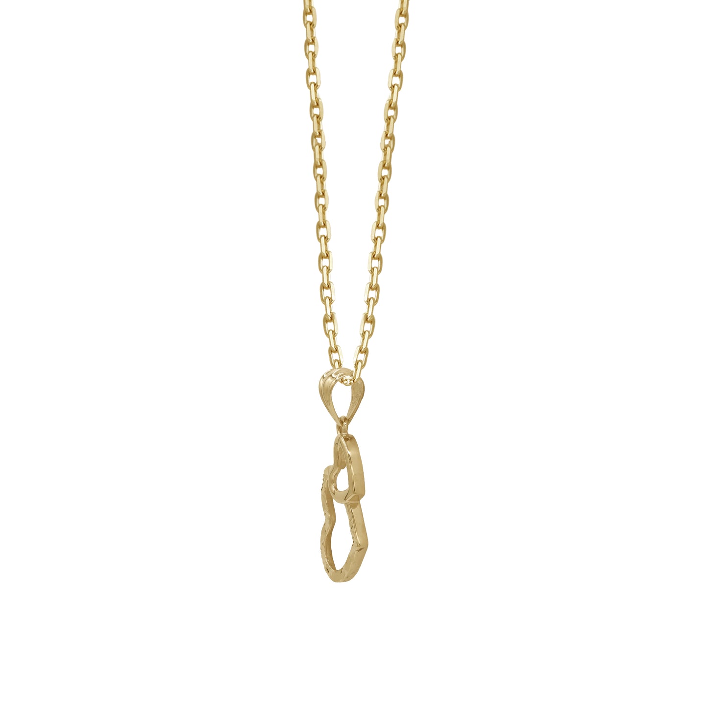 18k Gold Double Heart Pendant Necklace | Sparkling Textured Finish | Jamal Al Muhra