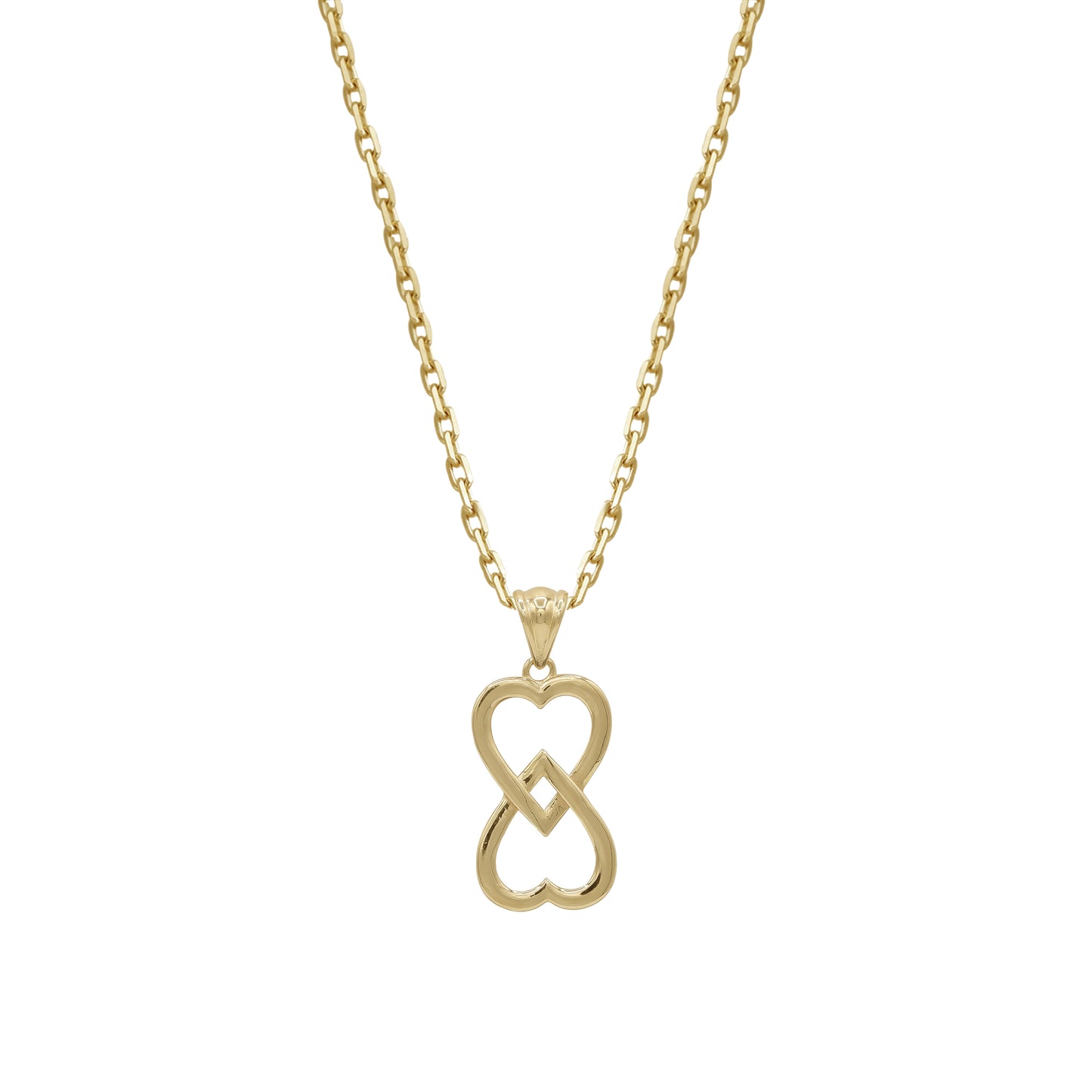 18k Gold Double Heart Infinity Pendant Necklace | Symbol of Endless Love | Jamal Al Muhra