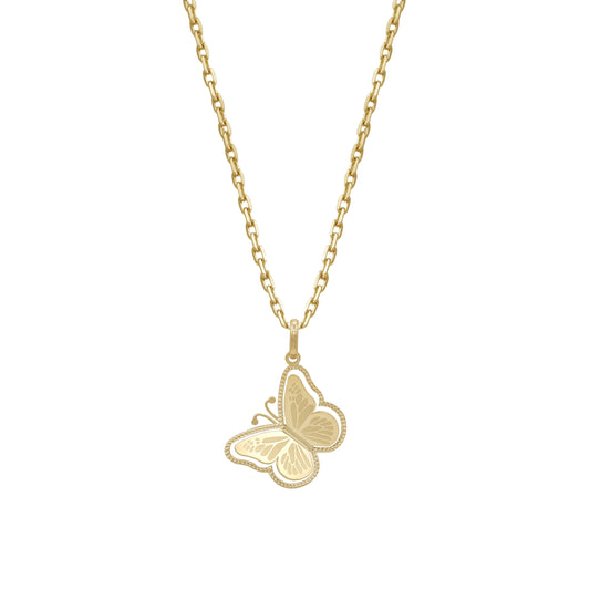 18k Gold Butterfly Pendant Necklace | Elegant Detailed Design | Jamal Al Muhra