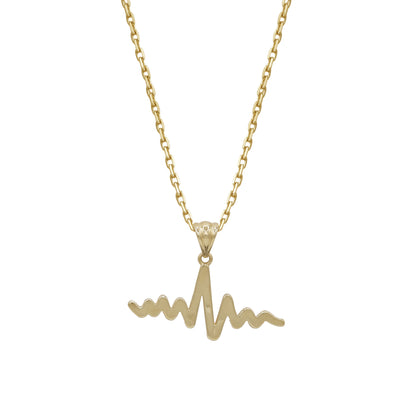 18k Gold Heartbeat Pendant Necklace | Modern Pulse Design | Jamal Al Muhra