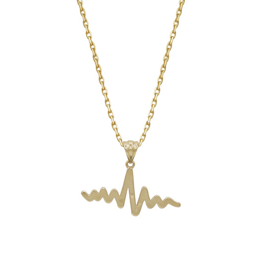 18k Gold Heartbeat Pendant Necklace | Modern Pulse Design | Jamal Al Muhra