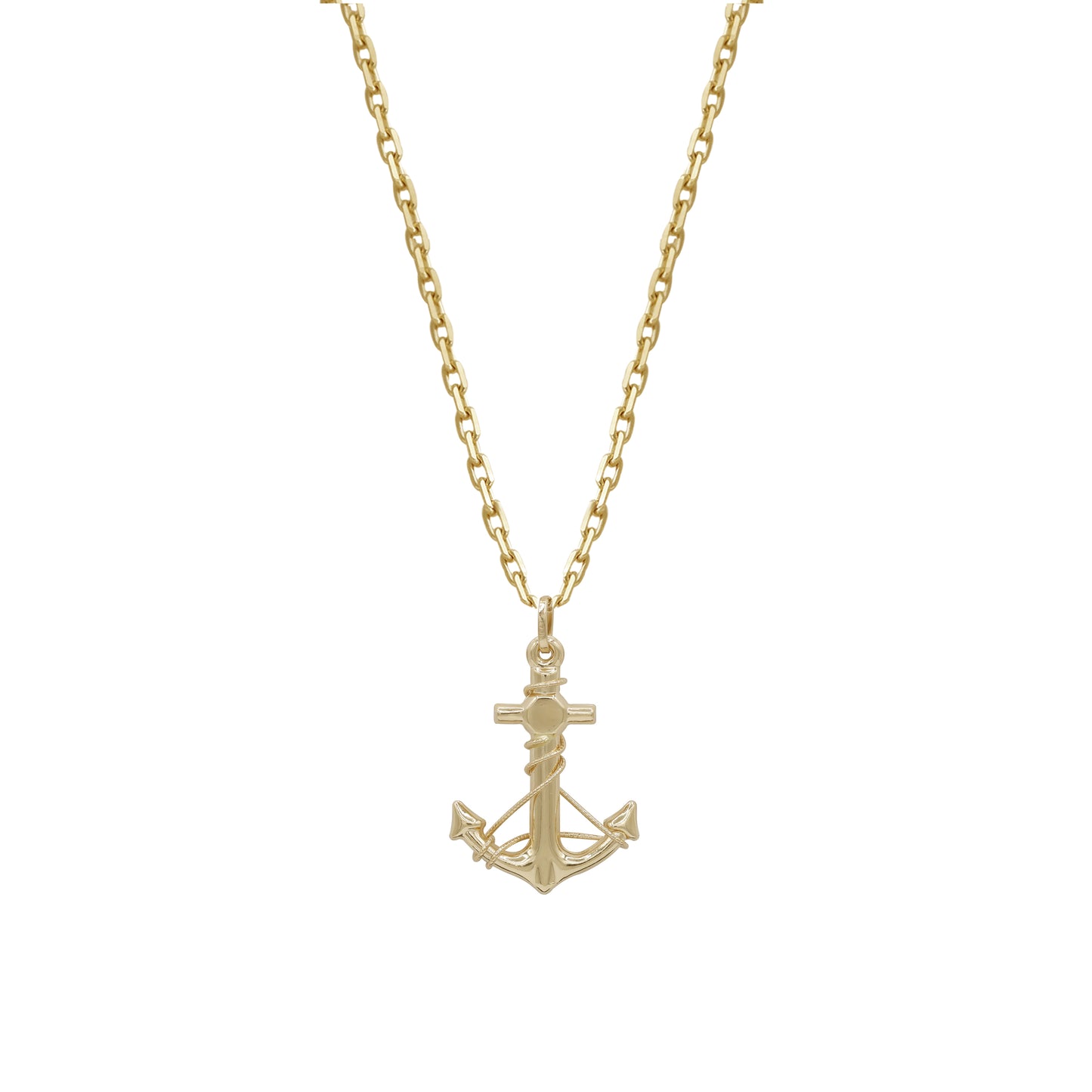 18k Gold Anchor Pendant Necklace | Nautical Design | High Polish Finish | Jamal Al Muhra