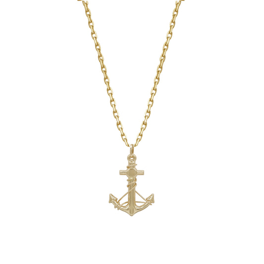 18k Gold Anchor Pendant Necklace | Nautical Design | High Polish Finish | Jamal Al Muhra