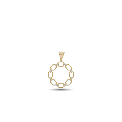18k Gold Chain-Link Circle Pendant | Elegant Modern Design with Stones | Jamal Al Muhra