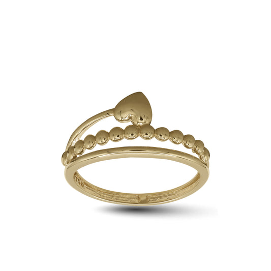 18k Yellow Gold Heart Bead Ring | Jamal Al Muhra
