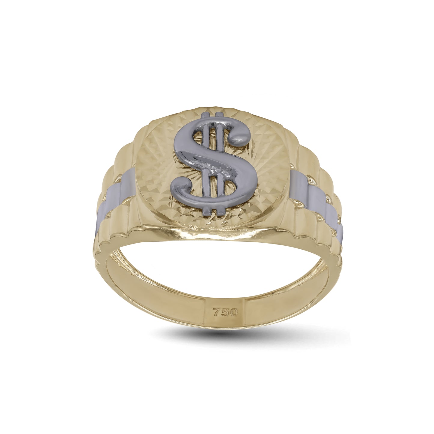 18k Yellow & White Gold Dollar Sign Ring | Jamal Al Muhra