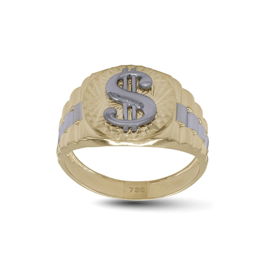 18k Yellow & White Gold Dollar Sign Ring | Jamal Al Muhra