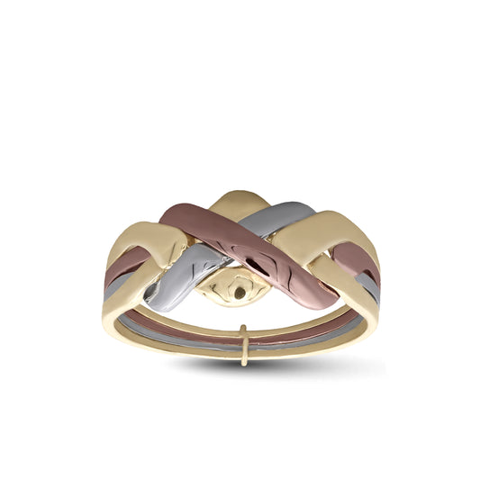 18k Yellow, White & Rose Gold Woven Ring | Jamal Al Muhra