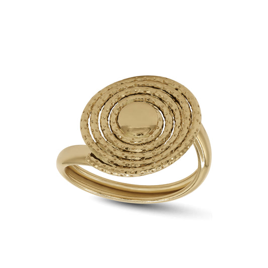 18k Yellow Gold Textured Circle Ring | Jamal Al Muhra