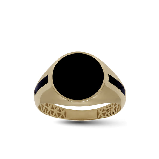 18k Yellow Gold Black Onyx Signet Ring | Jamal Al Muhra