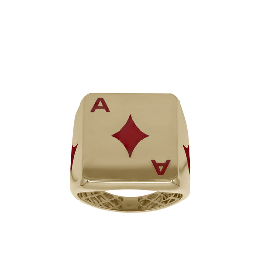18k Yellow Gold “Ace of Diamonds” Playing Card Ring | Jamal Al Muhra
