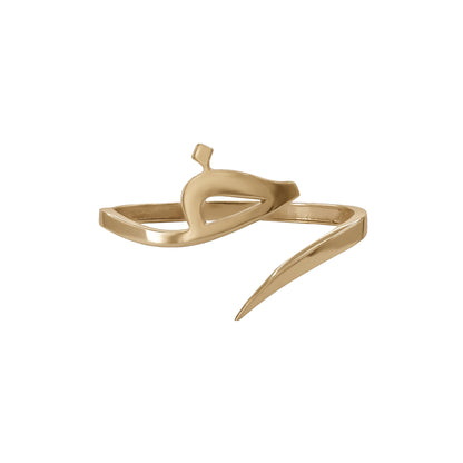Letter Khaa wrap ring in solid 18k yellow gold — خاتم حرف الخاء