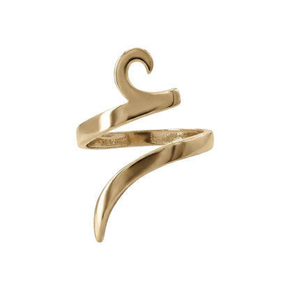 Letter Ain wrap ring in solid 18k yellow gold — خاتم حرف العين
