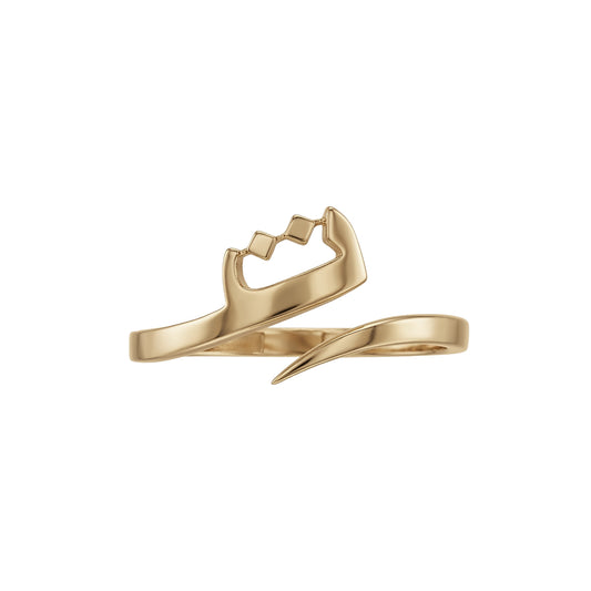 Letter Taa wrap ring in solid 18k yellow gold — خاتم حرف التاء