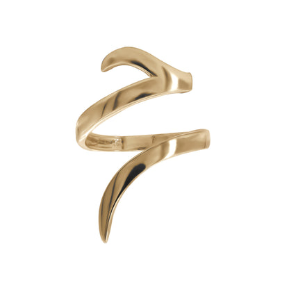 Letter Haa wrap ring in solid 18k yellow gold — خاتم حرف الحاء